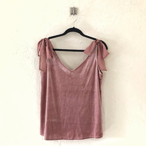 GIBSON x GLAM SQUAD Tara Bow Detail Velvet Top S - Picture 3 of 8